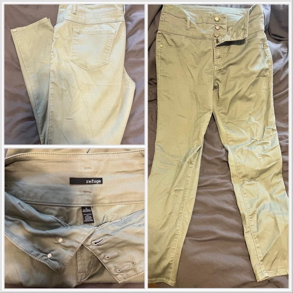 Refuge Women's High Rise Olive Jeans